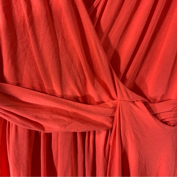 Garnet Hill Goddess Siren Knit Dress Coral Surplice - Picture 4 of 10